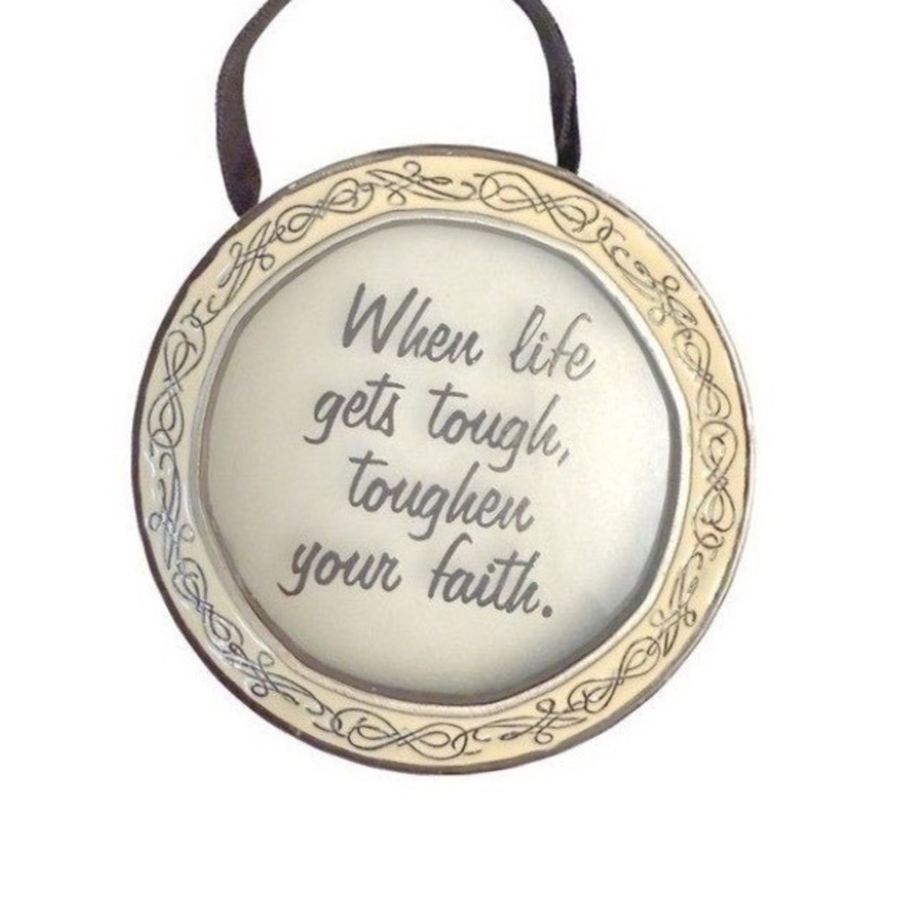 Inspirational Faith Hanging Home Decor‎ Sign Gift Silver Cream Religious Quote